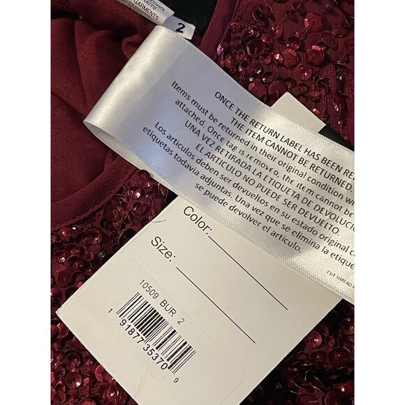 Mac Duggal Size 2 NEW Sleeveless Beaded Midi Sheath Dress 10509 Burgundy NWT - Picture 8 of 9